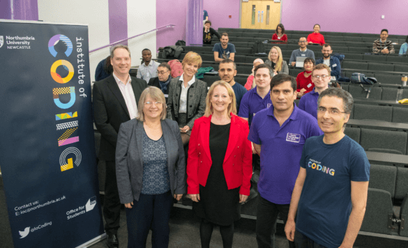 Staff from Northumbria University running Teach the Nation to Code events