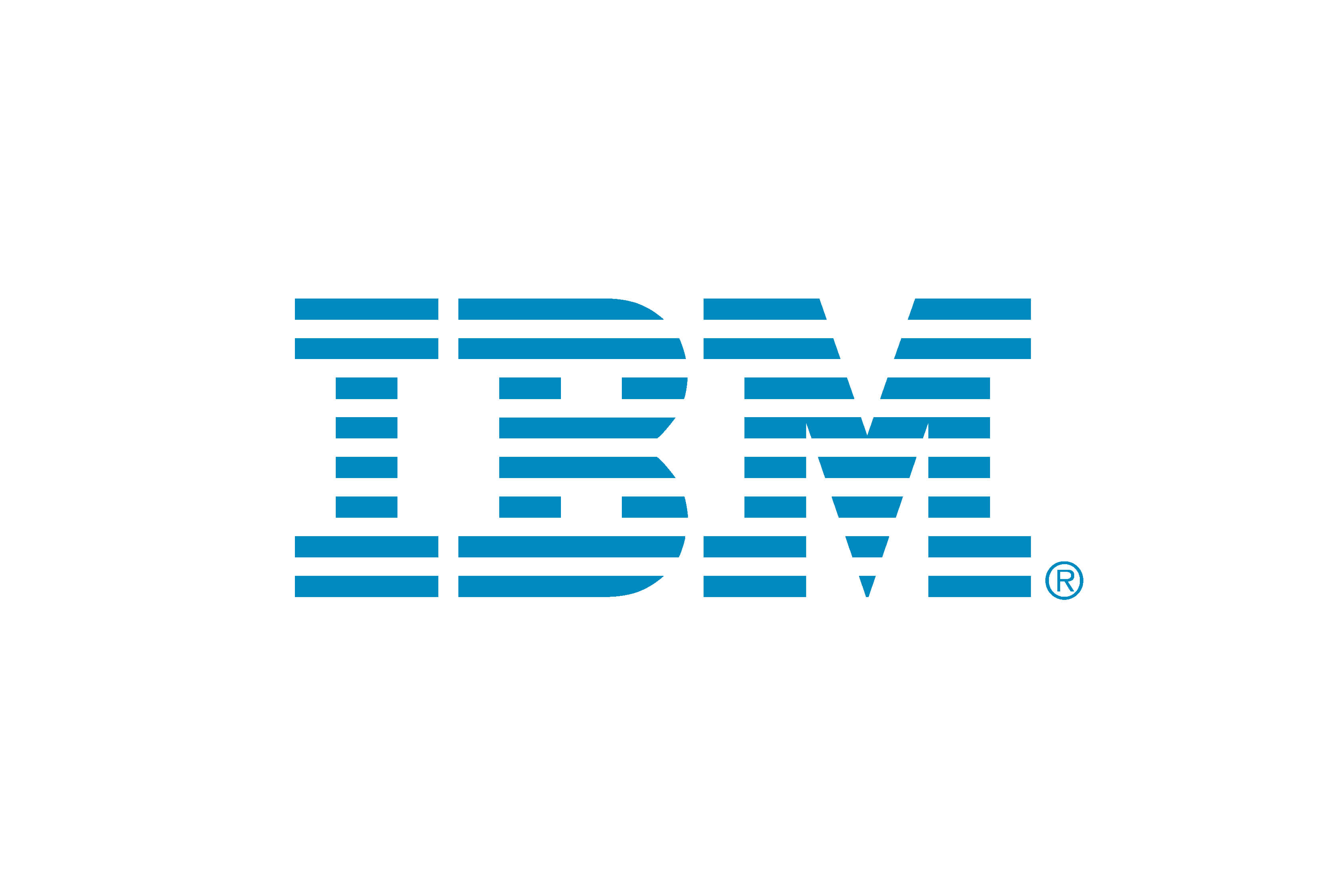 IBM logo in blue on white background